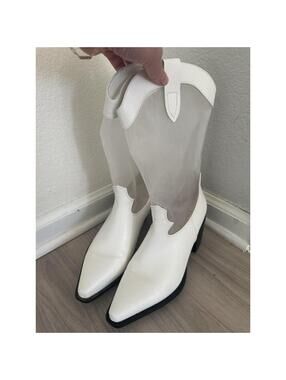 Lulus Mesh Boots Wedding Shoes Bachelorette Cowgirl Size 5.5